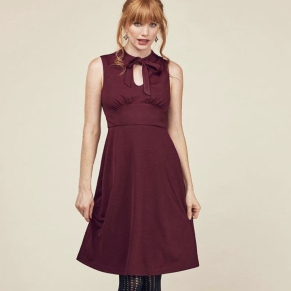 Modcloth Burgundy Midi Dress